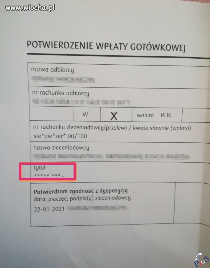Jakoś jeszcze ten przelew do nas nie dotarł