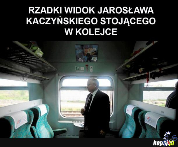 Rzadki widok Jarosława Kaczyńskiego stojącego w kolejce