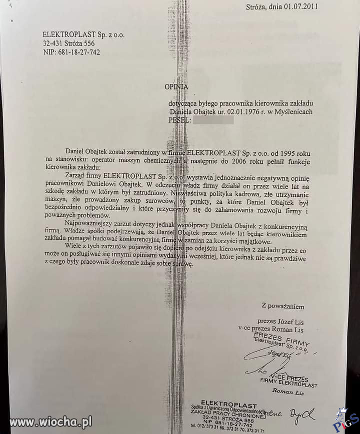 Taka tam opinia o pracowniku