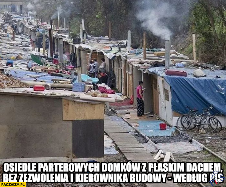 Osiedle parterowych domków z płaskim dachem bez zezwolenia i kierownika budowy