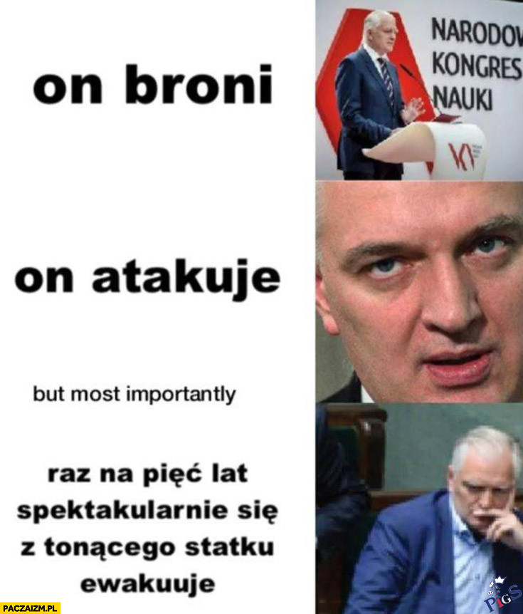 On broni, on atakuje