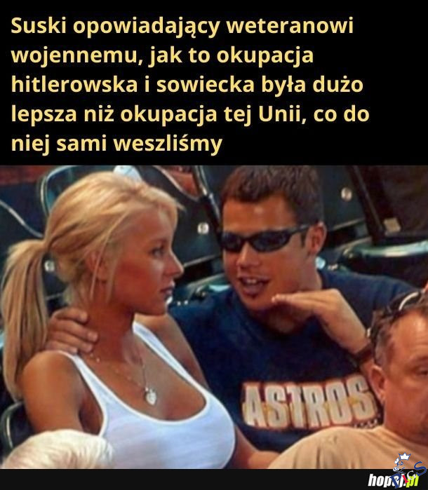 Suski opowiadający weteranowi wojennemu