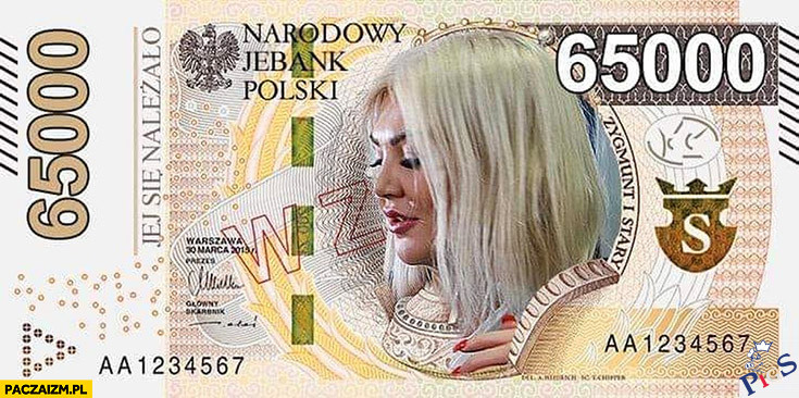 Banknot 65 000 z asystentką Glapińskiego