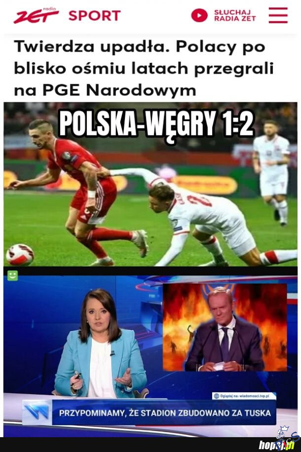 TVPiS przypomina, że stadion zbudowano za Tuska