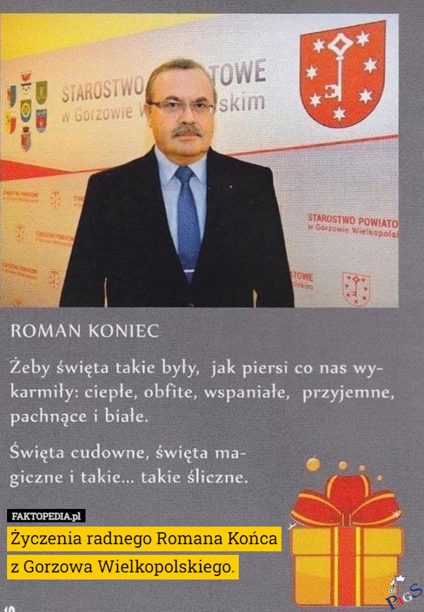 Radny PSL zaszalał! Życzy, by święta były jak… piersi!
