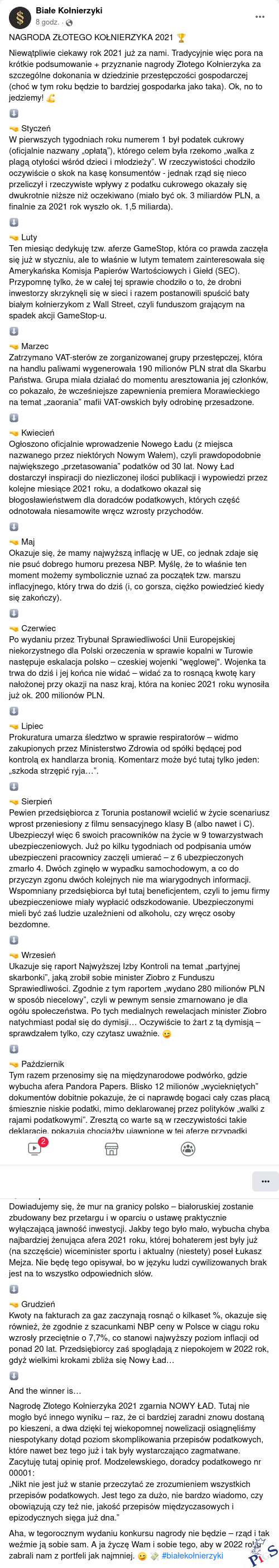 Podsumowanie roku wg. Białych Kołnierzyków