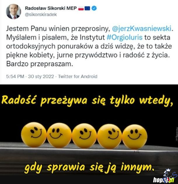Radość przeżywamy tylko wtedy, gdy dajemy ją innym