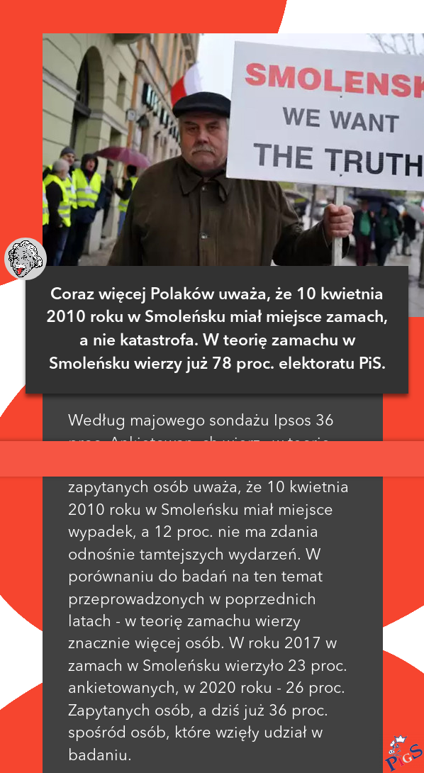 Coraz więcej Polaków uważa, że w Smoleńsku miał miejsce zamach
