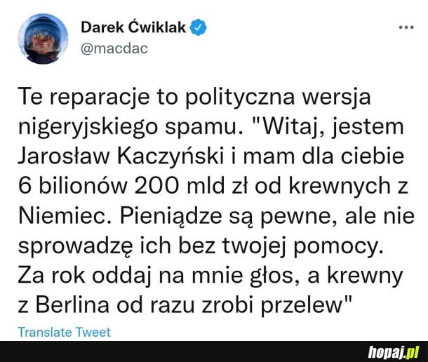Nigeryjski SPAM na Kaczyńskiego
