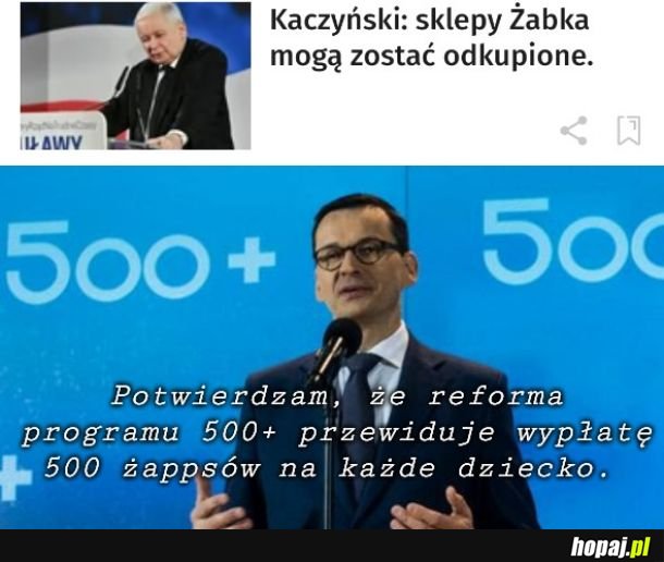 500 żappsów na każde dziecko