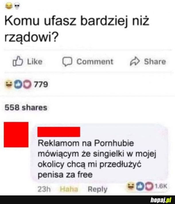 Komu ufasz bardziej niż rządowi?
