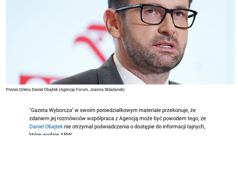 Daniel Obajtek współpracownikiem ABW