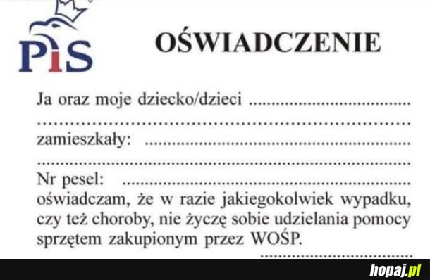 Oświadczenie antyWOŚPowca