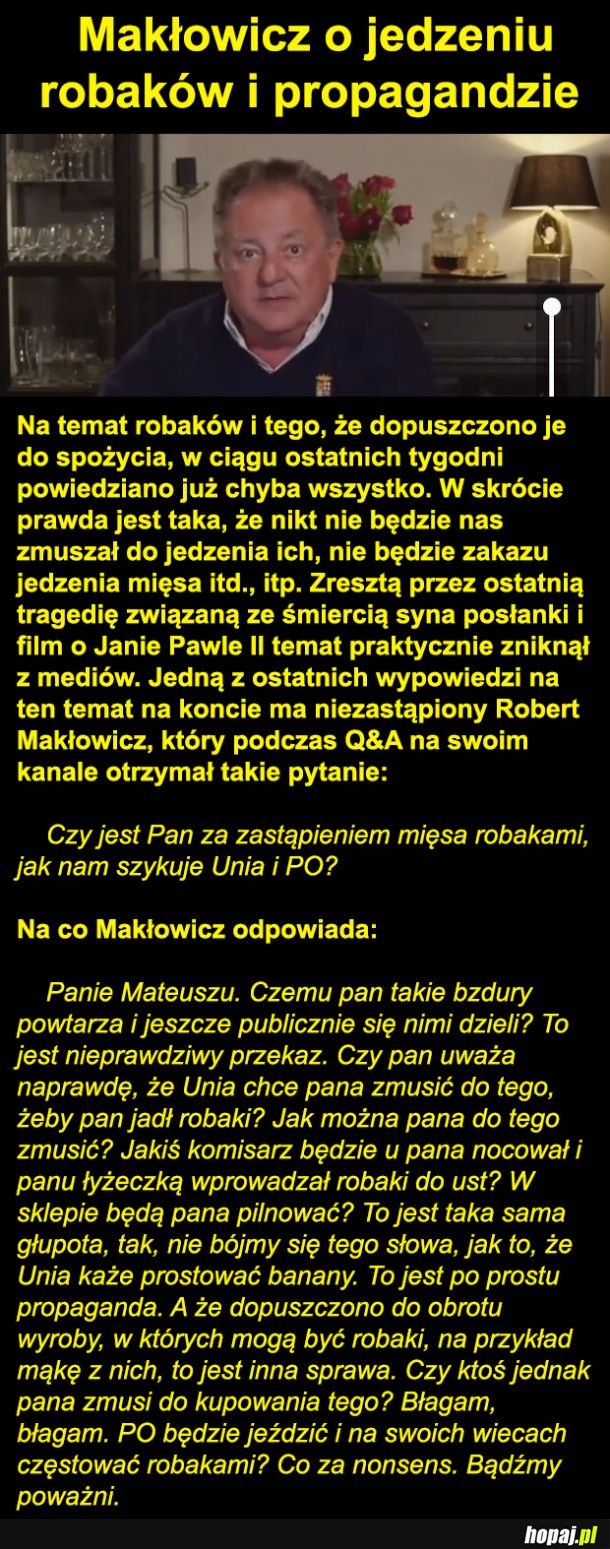Makłowicz o jedzeniu robaków
