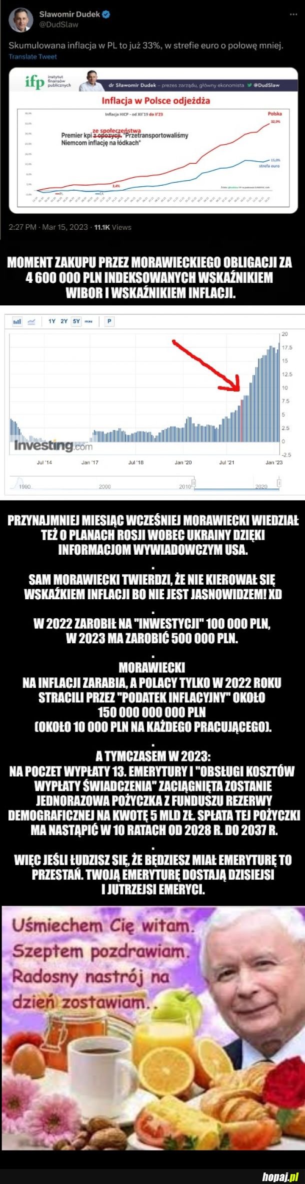 Morawiecki zarabia na inflacji a twoją emeryturę zjedzą dzisiejsi emeryci