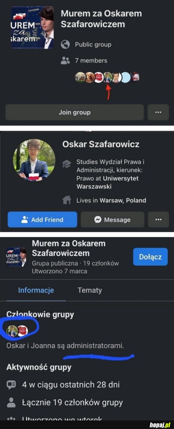 Oskarek sam za sobą stoi murem
