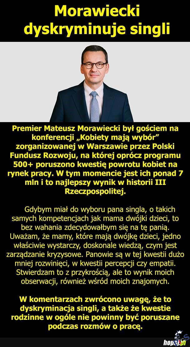 Morawiecki dyskryminuje singli