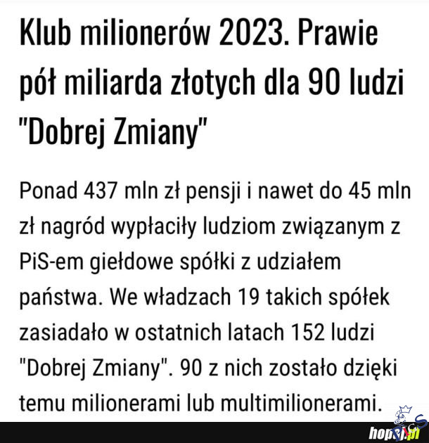Moze i dzieci mniej ale mamy za to 90-ciu nowych milionerow