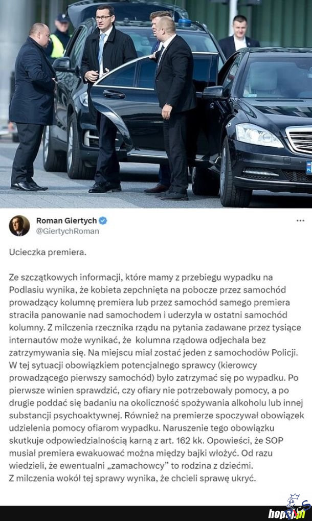 Premier i wypadek