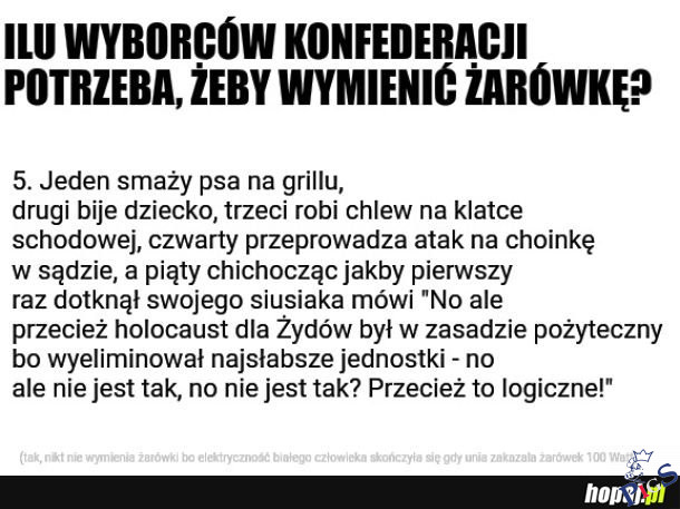Ilu wyborców Konfederacji potrzeba, żeby zmienic zarówke?
