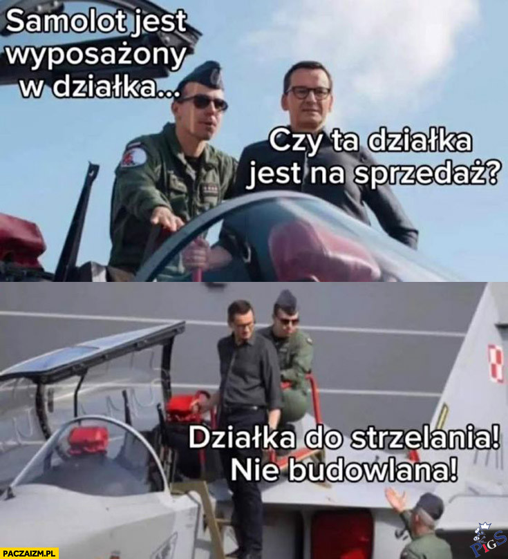 Samolot jest wyposażony w działka