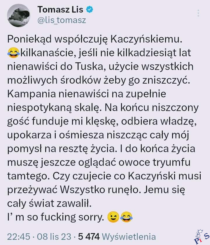 Człowiekowi nienawistnemu możemy tylko współczuć