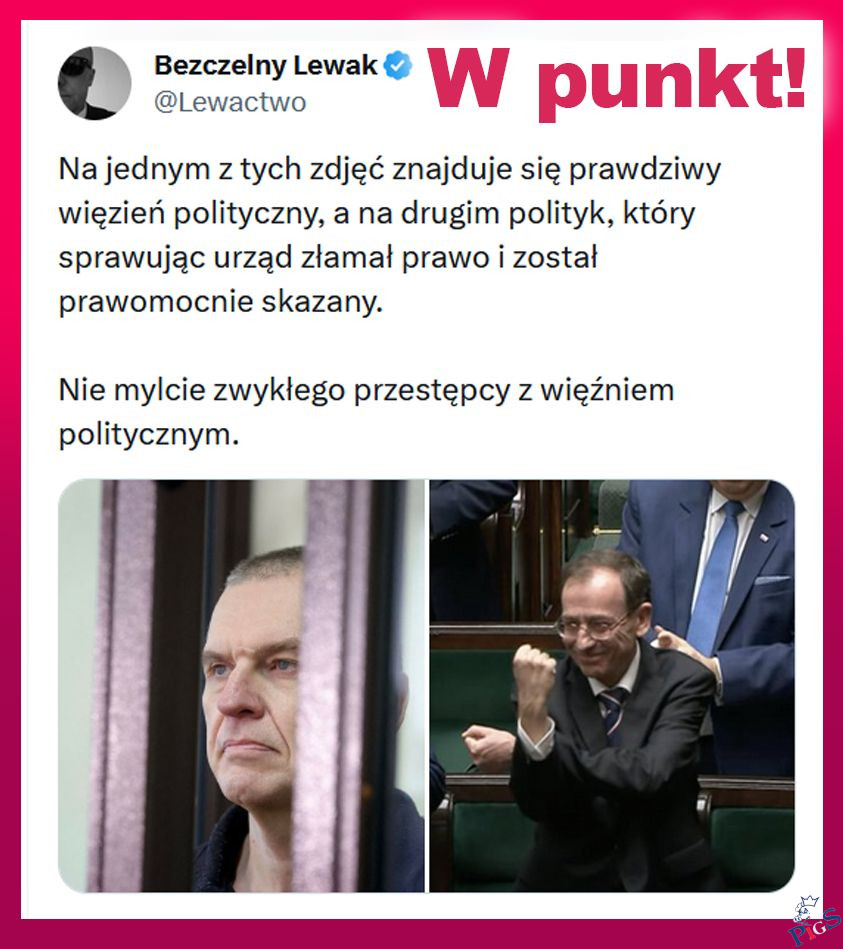 Ten z lewej mógł prosić Łukaszenkę o ułaskawienie, Nie zrobił tego bo mu honor nie pozwala, Tego z prawej nawet nie potrafili skutecznie ułaskawić
