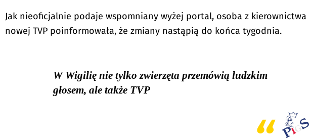 W Wigilię nie tylko zwierzęta przemówią ludzkim głosem