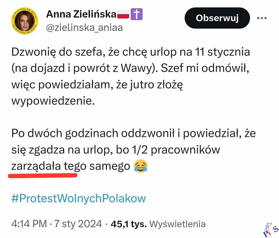 Może Ania pracuje w dwuosobowej firmie?