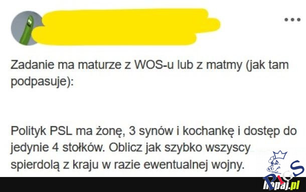 Zadanie na maturze z WOSu