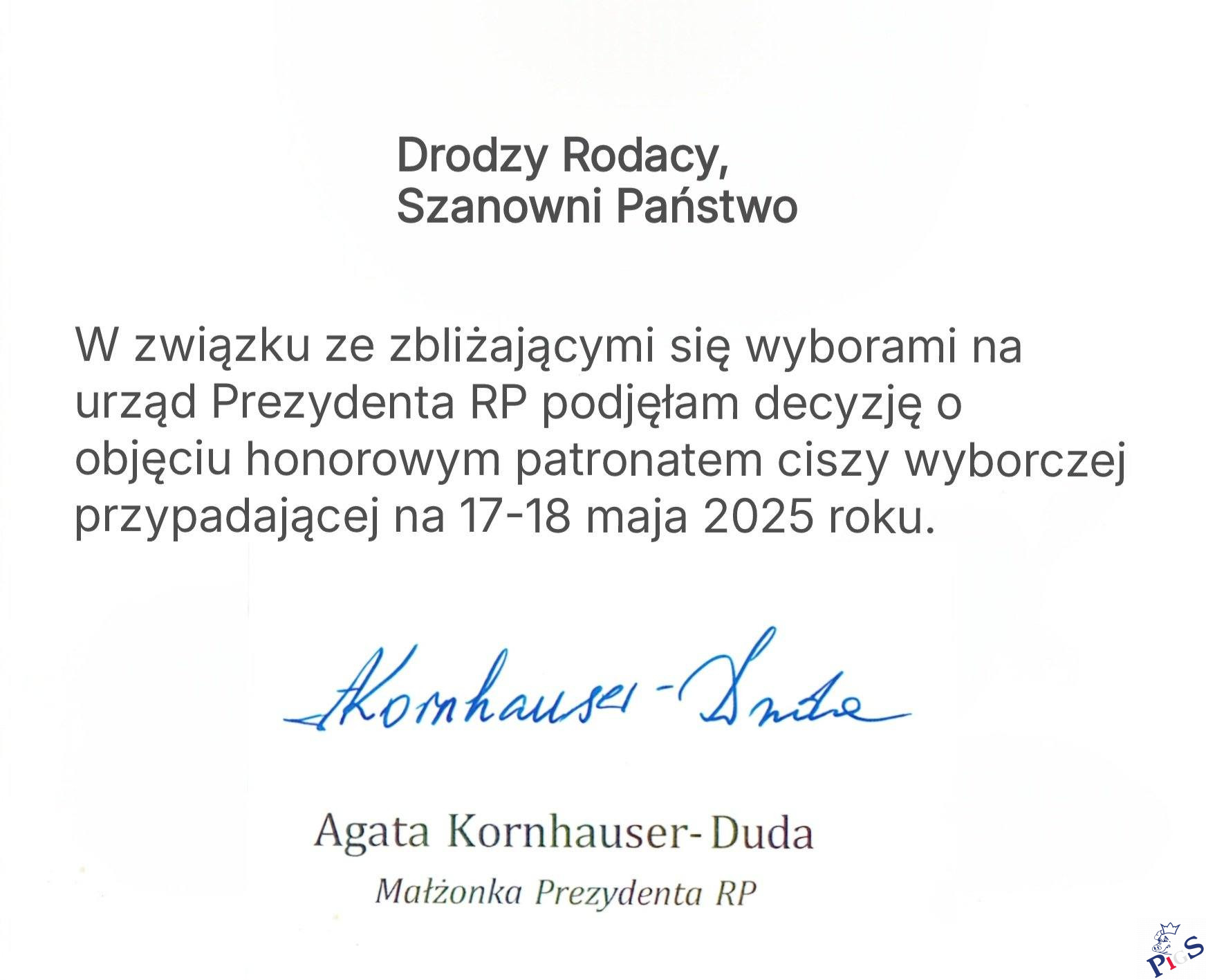 Decyzja o objęciu honorowym patronatem