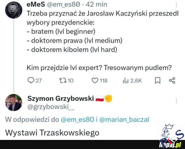 Jak taki cwany to niech tekturowym fajansem