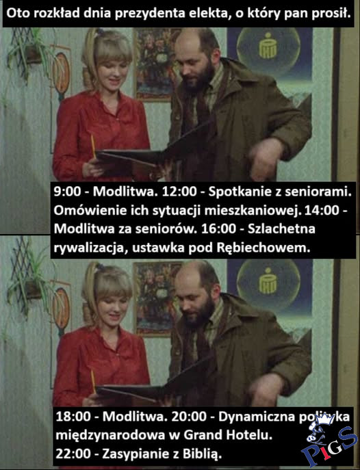 Rozkład dnia prezydenta elekta