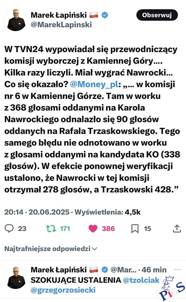 W Kamiennej Górze miał wygrać Nawrocki